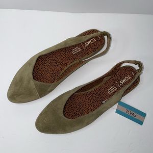 NWOB Toms Julie Slingback Military Olive Suede